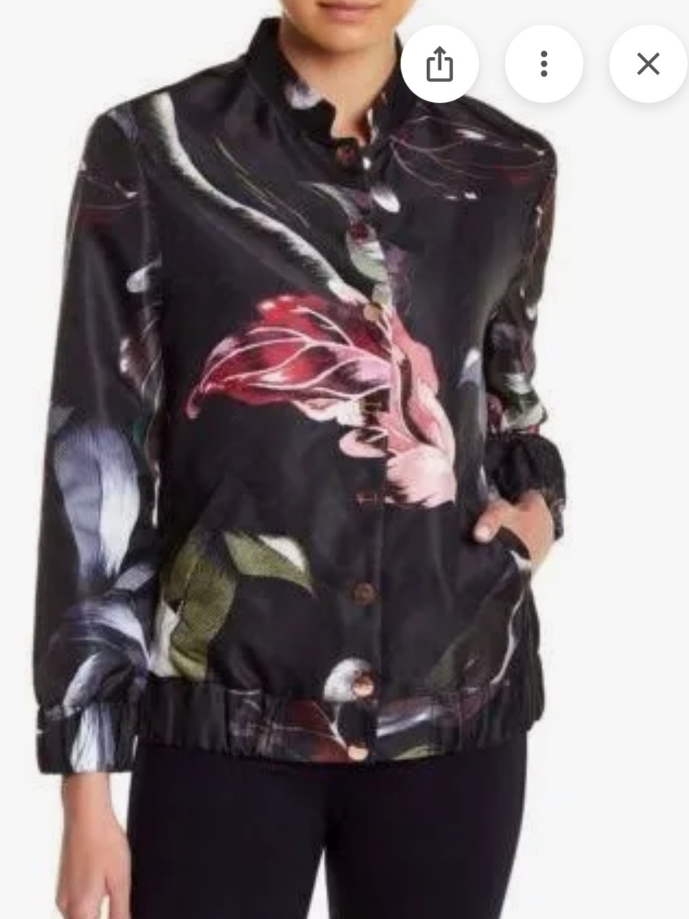 NWOT Ted Baker London Lidda Floral Print Bomber Jacket Size EU 4, US 8-10